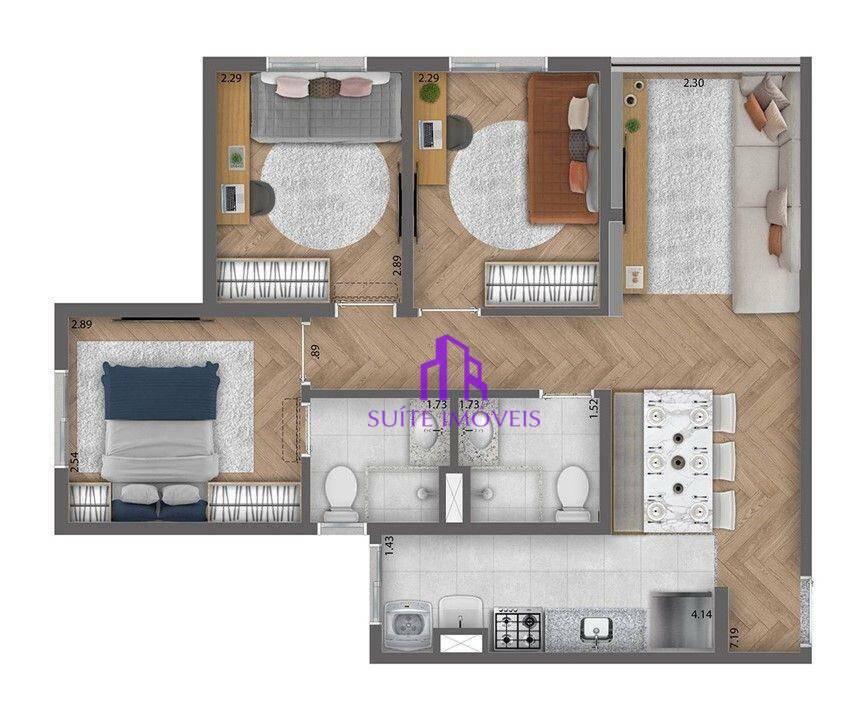 Apartamento à venda com 3 quartos, 57m² - Foto 4