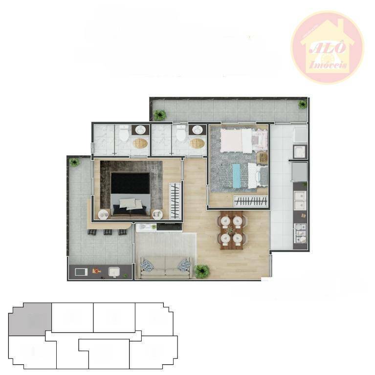 Apartamento à venda com 2 quartos, 69m² - Foto 2