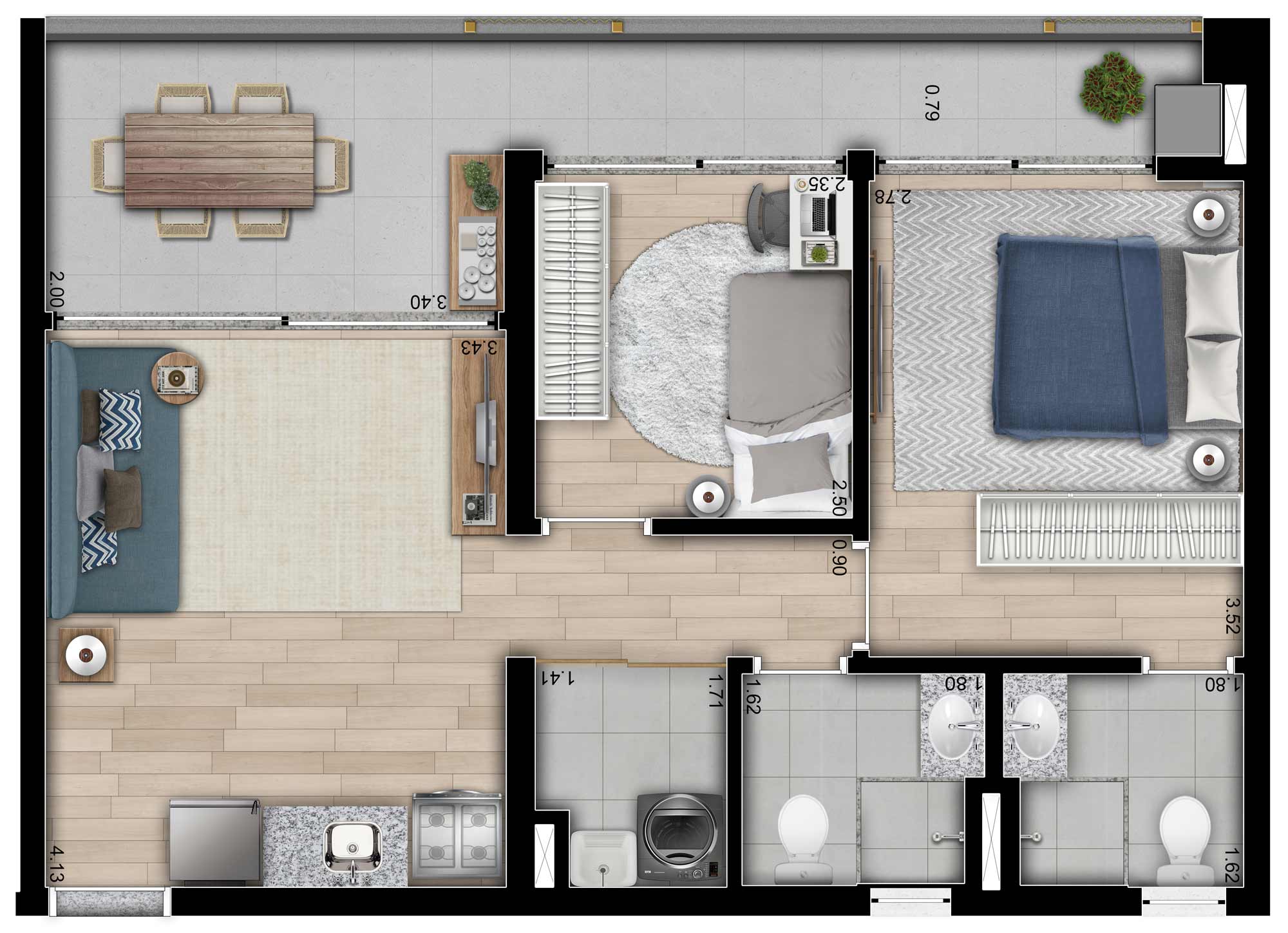 Apartamento à venda com 3 quartos, 62m² - Foto 2