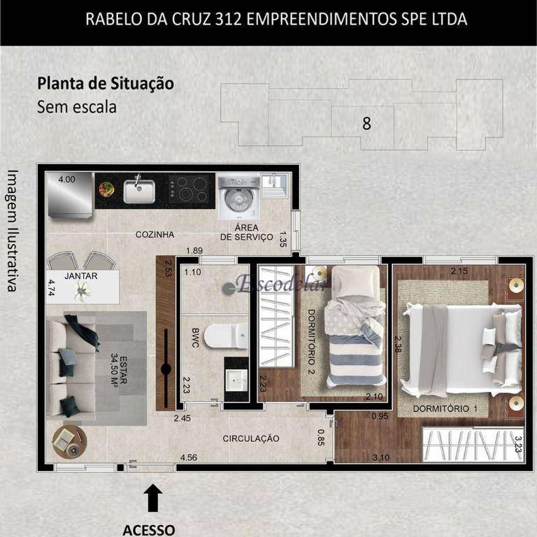 Apartamento à venda com 2 quartos, 43m² - Foto 8