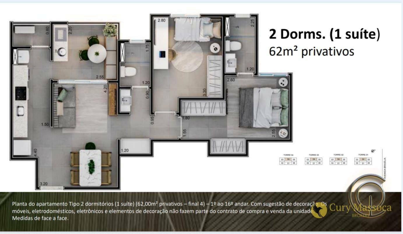 Apartamento à venda com 2 quartos, 62m² - Foto 4