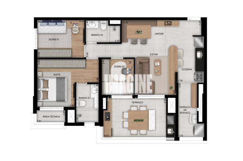 Apartamento à venda com 3 quartos, 88m² - Foto 1