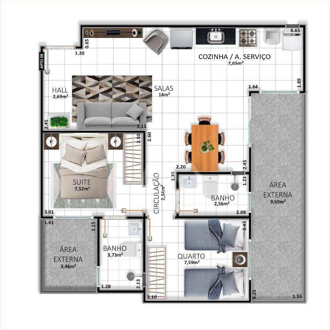 Apartamento à venda com 2 quartos, 55m² - Foto 6