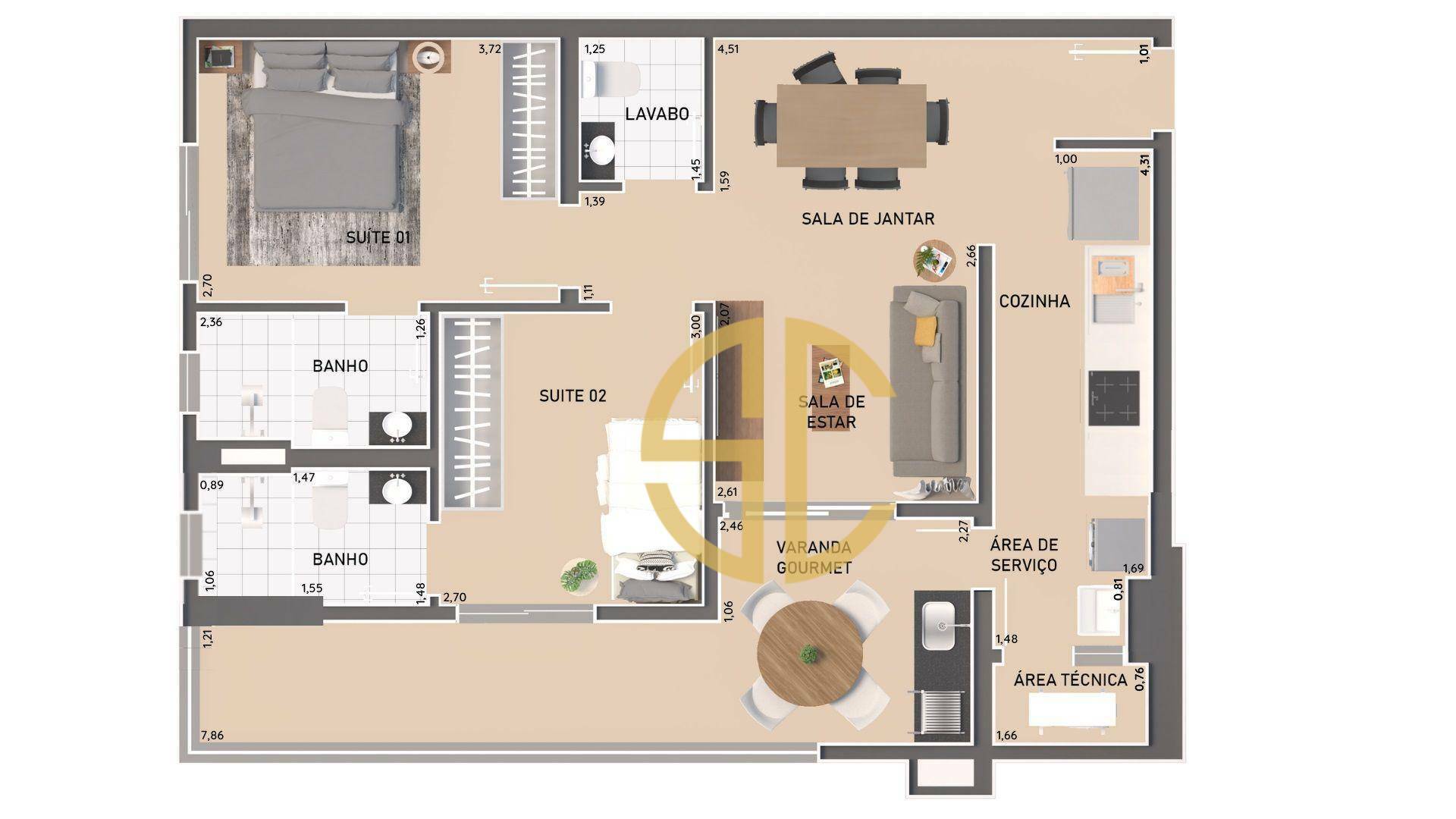 Apartamento à venda com 2 quartos, 76m² - Foto 11