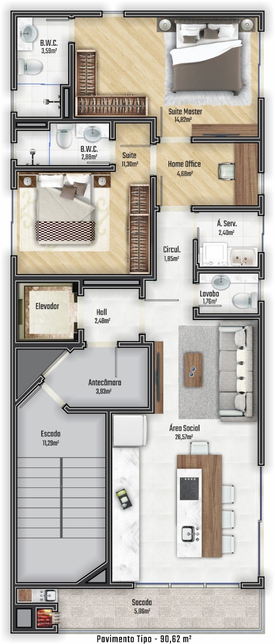 Apartamento à venda com 2 quartos, 17412m² - Foto 31