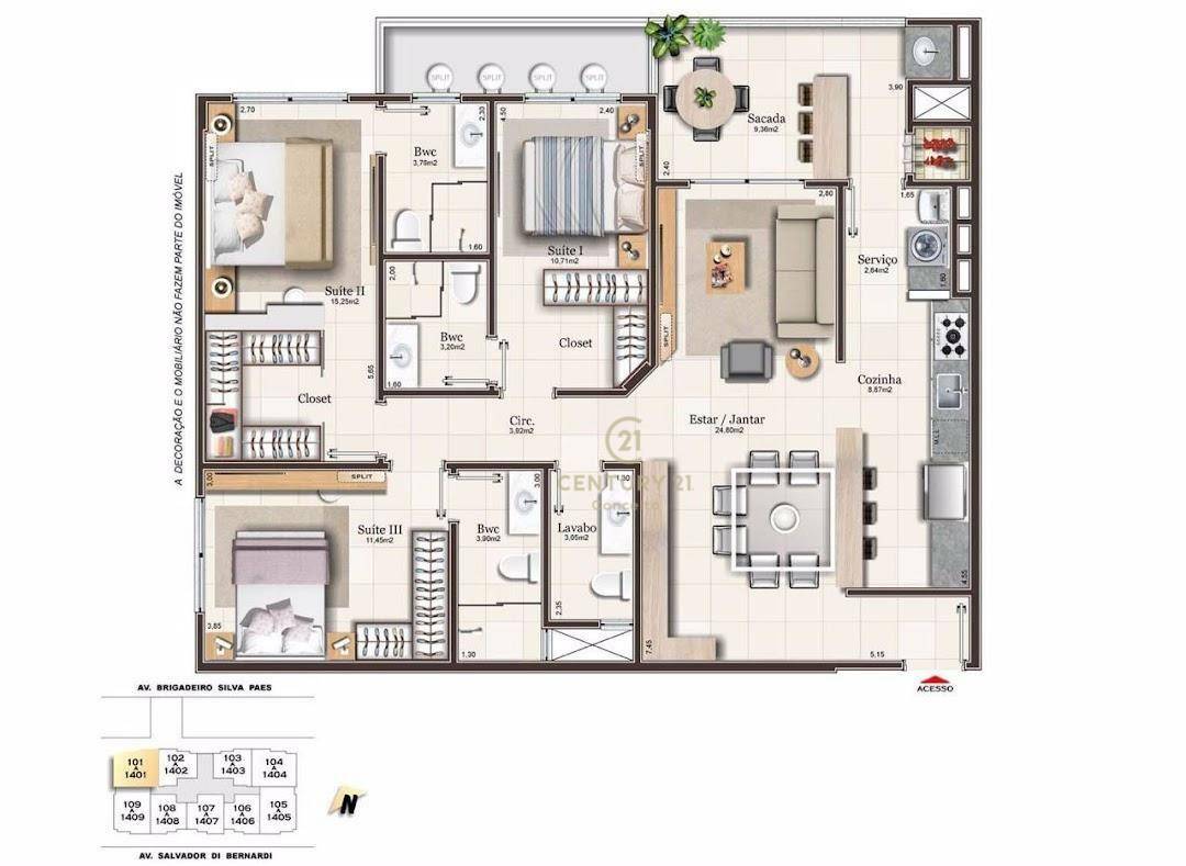 Apartamento à venda com 3 quartos, 117m² - Foto 11