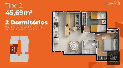 Apartamento à venda com 2 quartos, 49m² - Foto 4