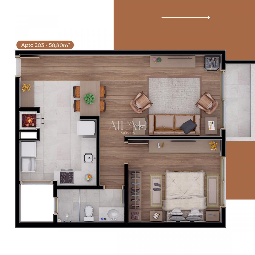 Apartamento à venda com 1 quarto, 58m² - Foto 7