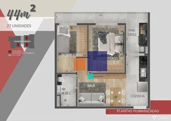 Apartamento à venda com 2 quartos, 44m² - Foto 8