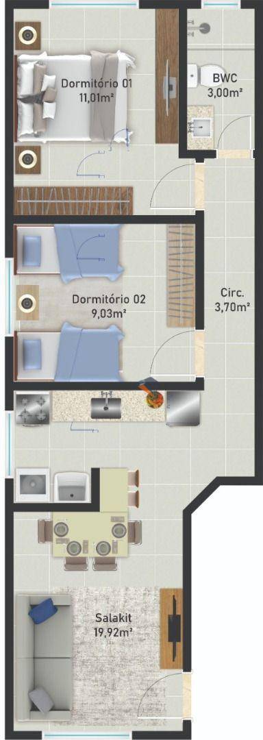 Apartamento à venda com 2 quartos, 49m² - Foto 10