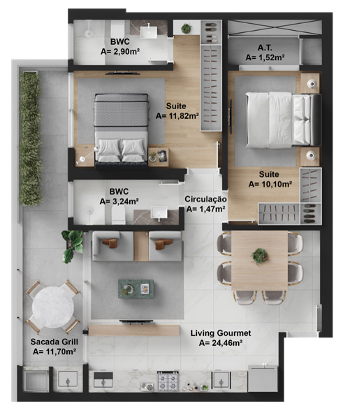 Apartamento à venda com 2 quartos, 116m² - Foto 16