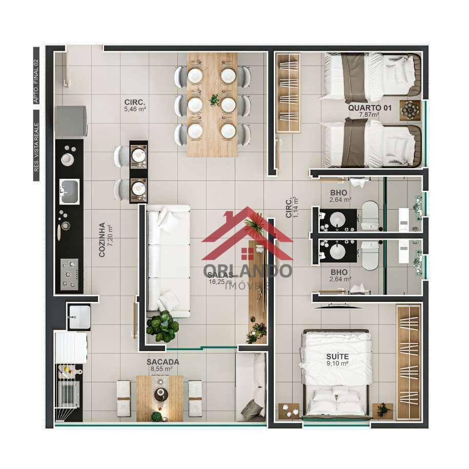 Apartamento à venda com 2 quartos, 59m² - Foto 7