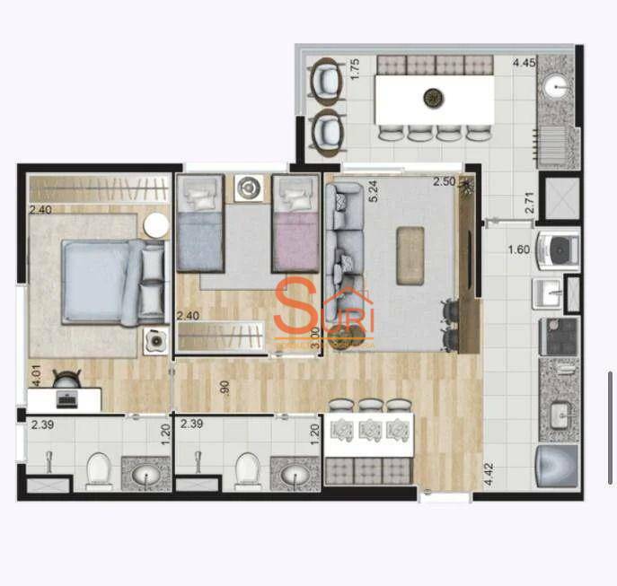 Apartamento à venda com 2 quartos, 63m² - Foto 6