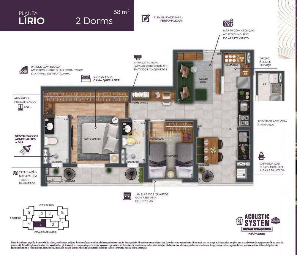 Apartamento à venda com 2 quartos, 68m² - Foto 2