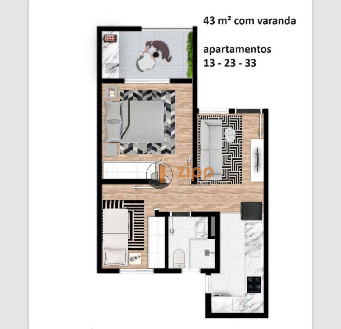 Apartamento à venda com 2 quartos, 43m² - Foto 1