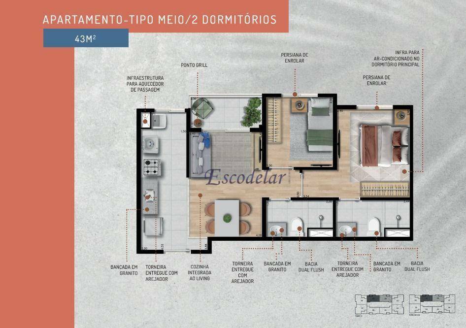 Apartamento à venda com 2 quartos, 43m² - Foto 15