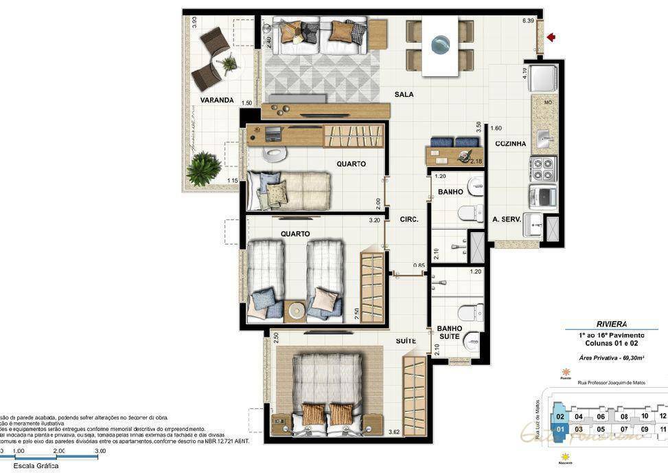 Apartamento para alugar com 3 quartos, 69m² - Foto 25