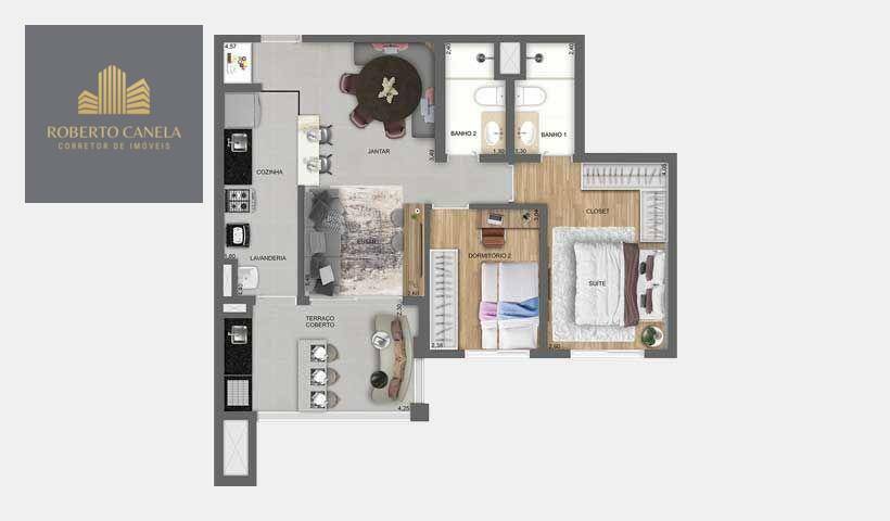 Apartamento à venda com 2 quartos, 69m² - Foto 4