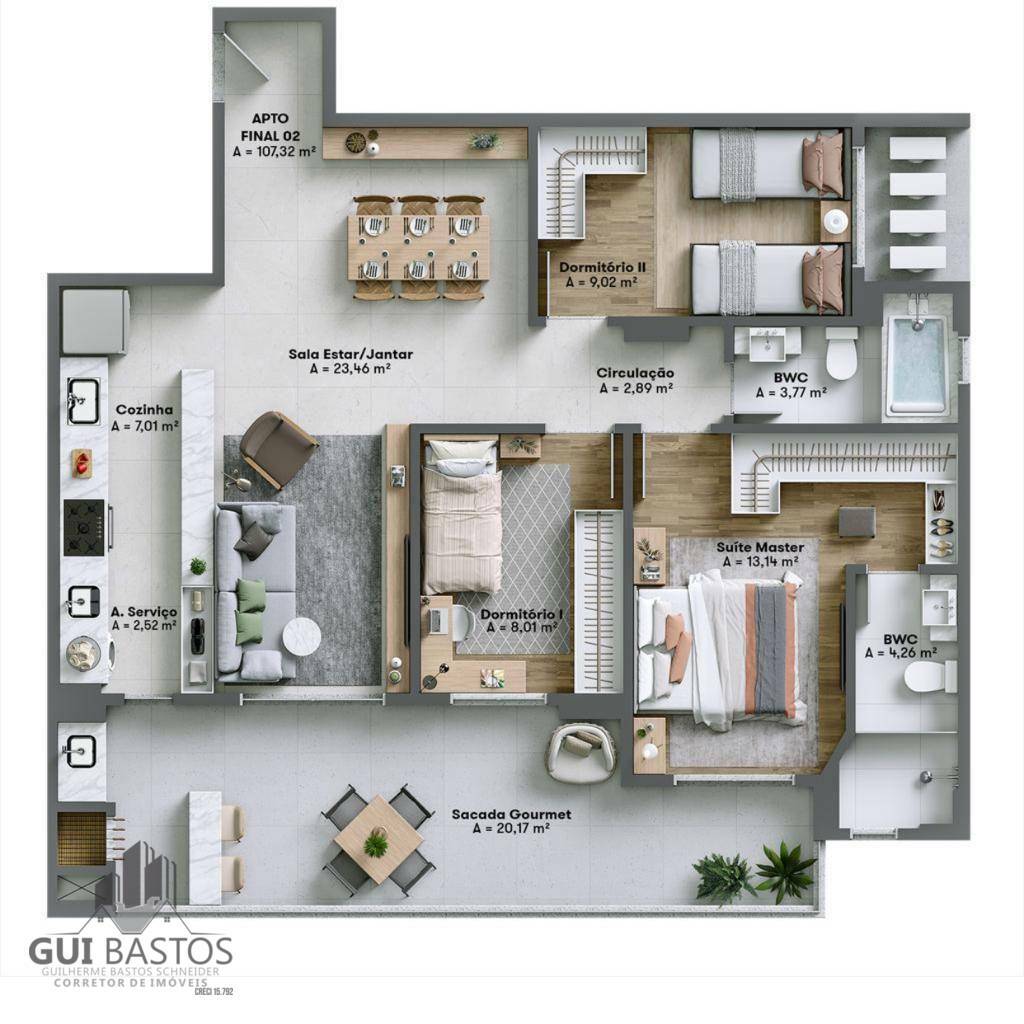 Apartamento à venda com 3 quartos, 107m² - Foto 8