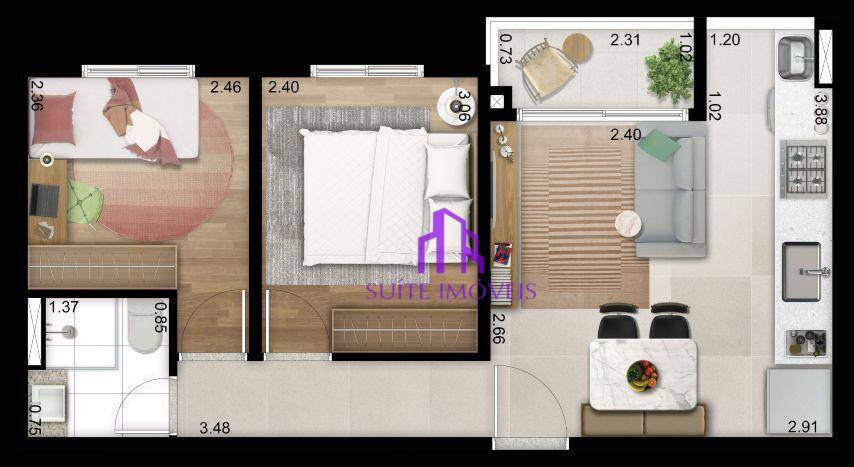 Apartamento à venda com 2 quartos, 40m² - Foto 1