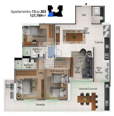 Apartamento à venda com 3 quartos, 127m² - Foto 2