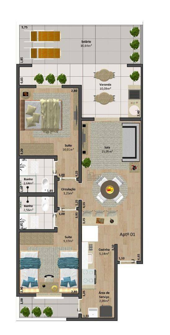 Apartamento à venda com 2 quartos, 83m² - Foto 3