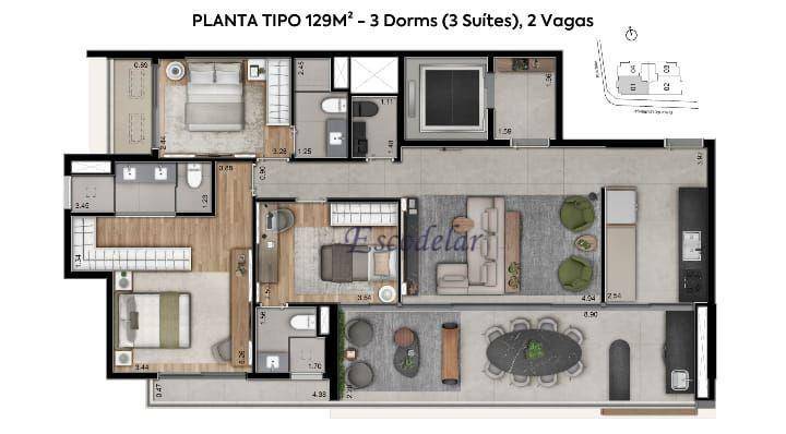 Apartamento à venda com 3 quartos, 126m² - Foto 20