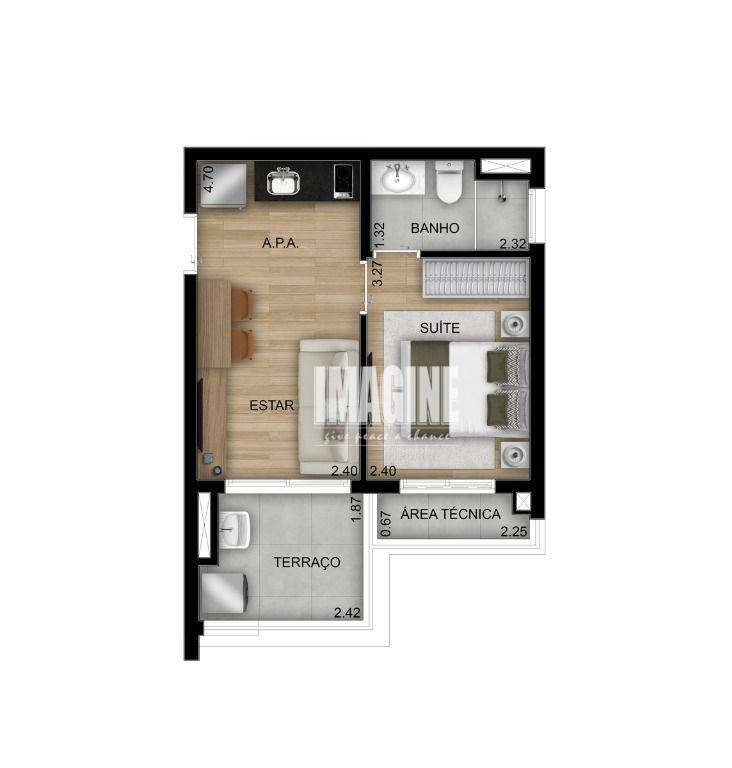 Apartamento à venda com 1 quarto, 34m² - Foto 1