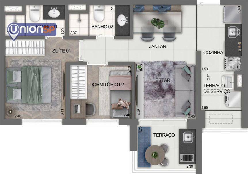 Apartamento à venda com 2 quartos, 54m² - Foto 8