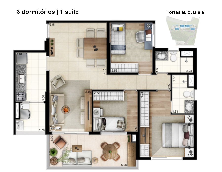 Apartamento à venda com 3 quartos, 90m² - Foto 6