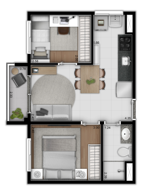 Apartamento à venda com 2 quartos, 36m² - Foto 2