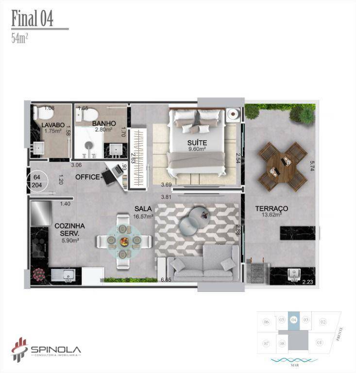 Apartamento à venda com 1 quarto, 54m² - Foto 8