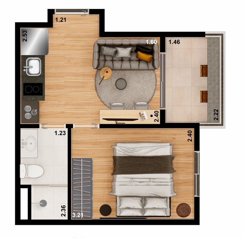 Apartamento à venda com 1 quarto, 27m² - Foto 1