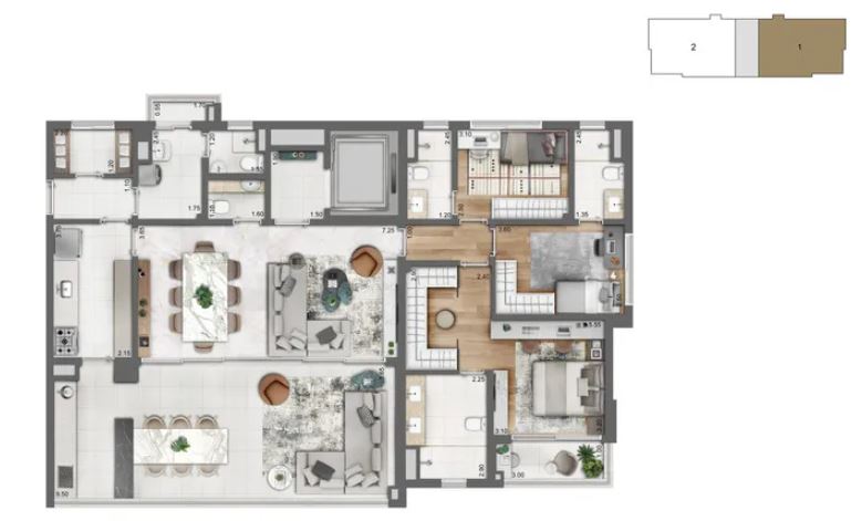 Apartamento à venda com 3 quartos, 166m² - Foto 2