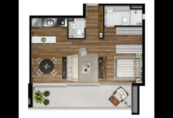 Apartamento à venda com 1 quarto, 36m² - Foto 2