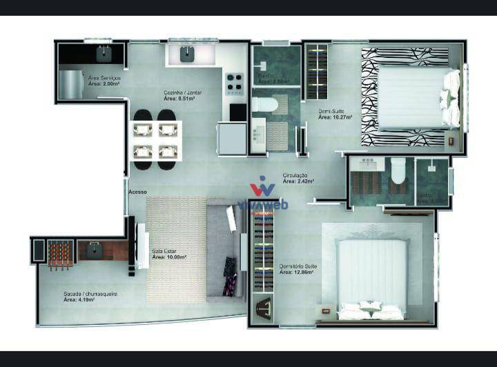 Apartamento à venda com 2 quartos, 62m² - Foto 7