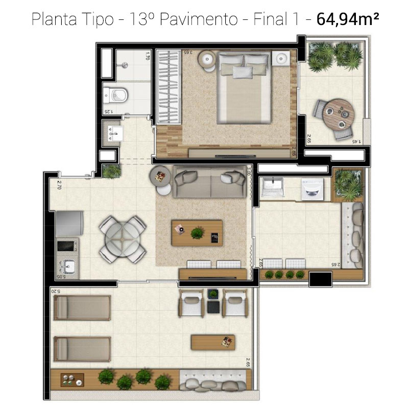 Apartamento à venda com 1 quarto, 64m² - Foto 7