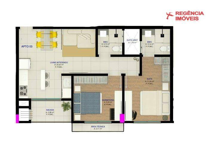 Apartamento à venda com 2 quartos, 66m² - Foto 3