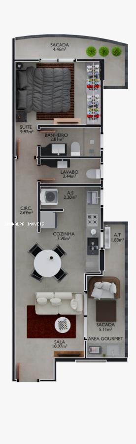 Apartamento à venda com 1 quarto, 57m² - Foto 4