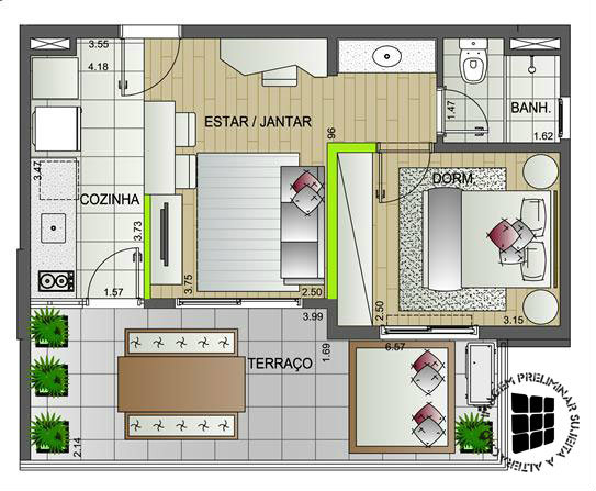 Apartamento à venda com 1 quarto, 57m² - Foto 2