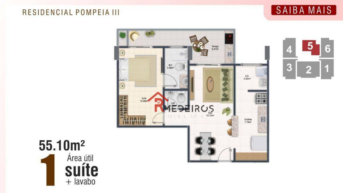 Apartamento à venda com 1 quarto, 55m² - Foto 4