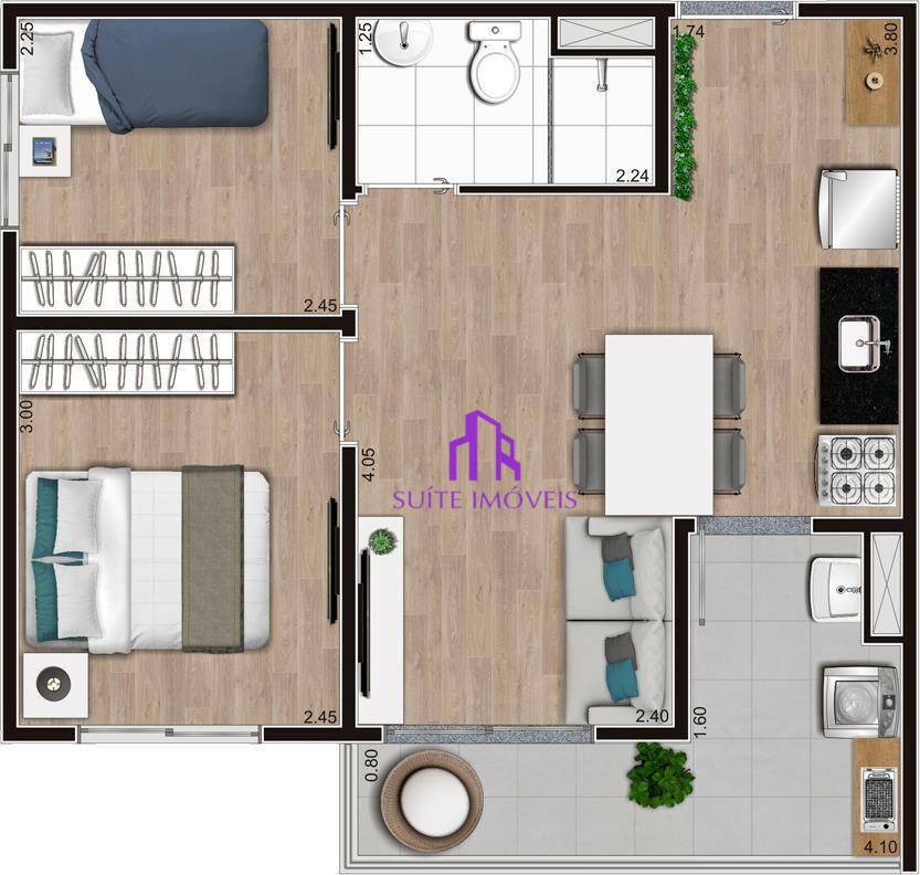 Apartamento à venda com 2 quartos, 37m² - Foto 1