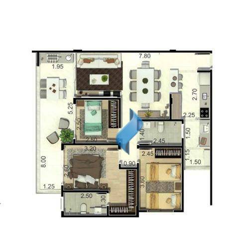 Apartamento à venda com 3 quartos, 91m² - Foto 1