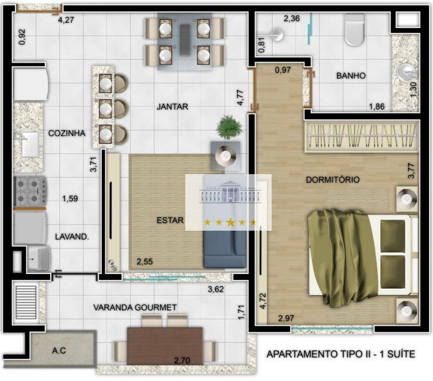 Apartamento à venda com 1 quarto, 48m² - Foto 5