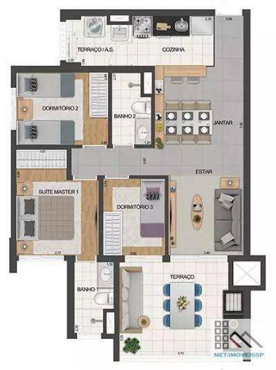 Apartamento à venda com 3 quartos, 80m² - Foto 1