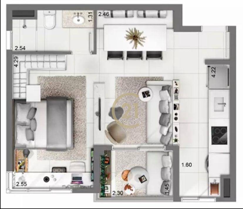 Apartamento à venda com 1 quarto, 41m² - Foto 21