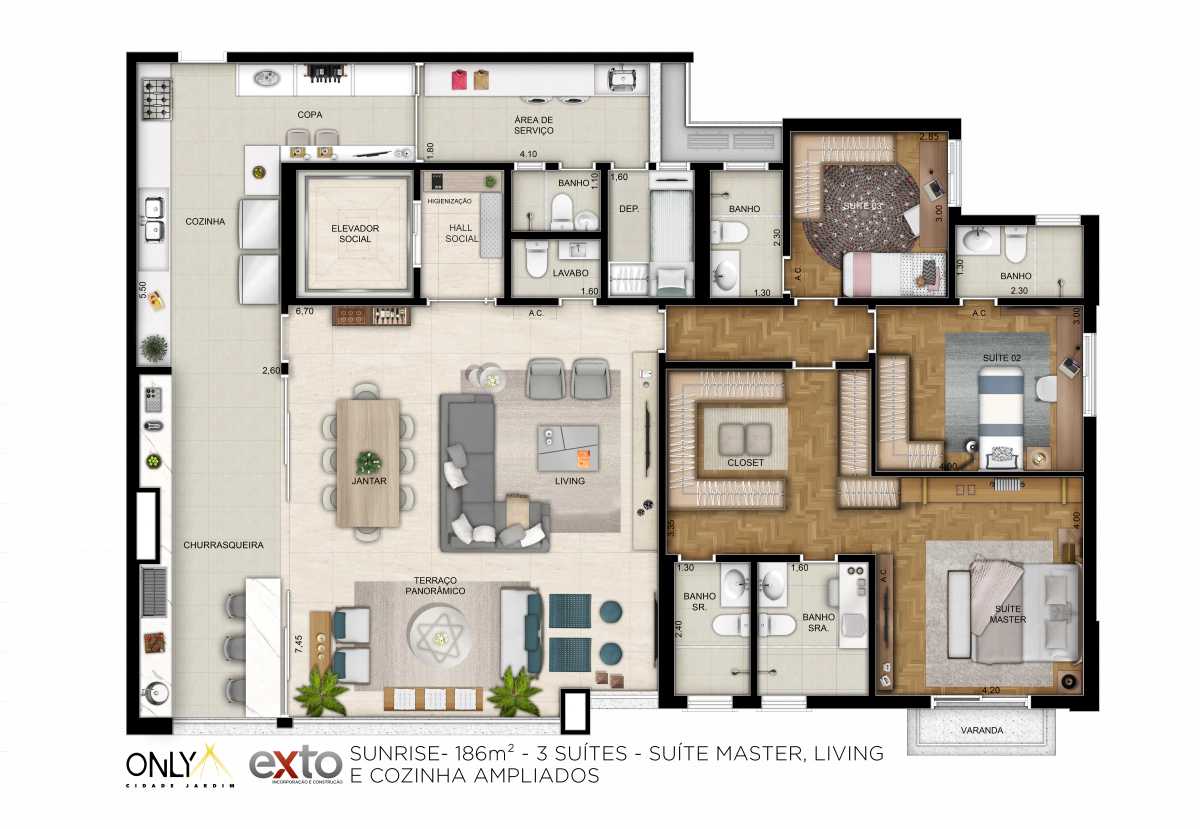 Apartamento à venda com 3 quartos, 186m² - Foto 13