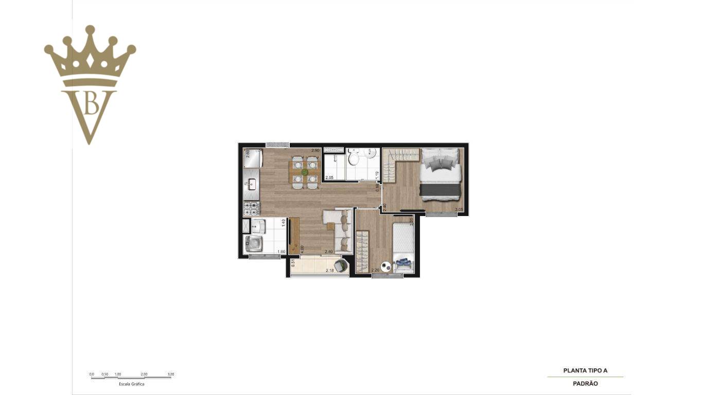 Apartamento à venda com 2 quartos, 38m² - Foto 2