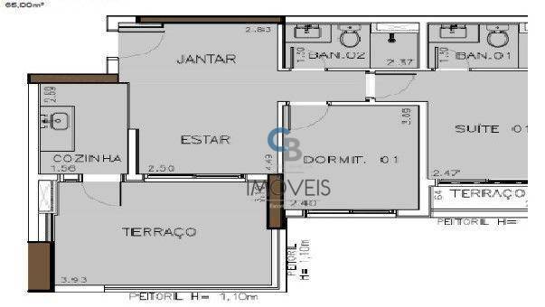 Apartamento à venda com 2 quartos, 65m² - Foto 2