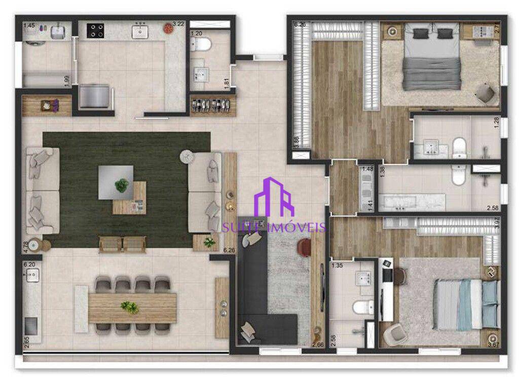 Apartamento à venda com 3 quartos, 177m² - Foto 1